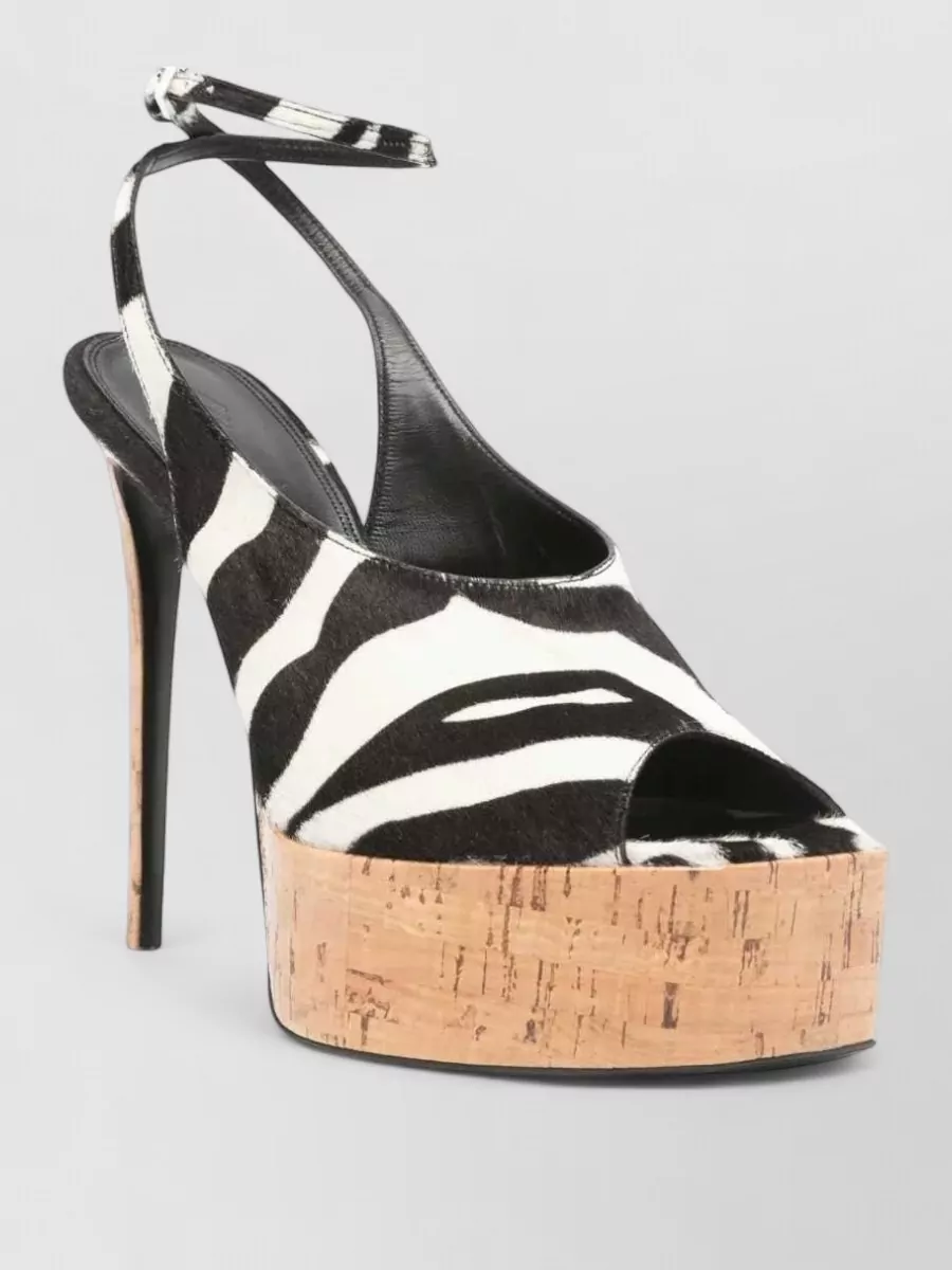 The Attico leather ornella zebra-print platform sandals
