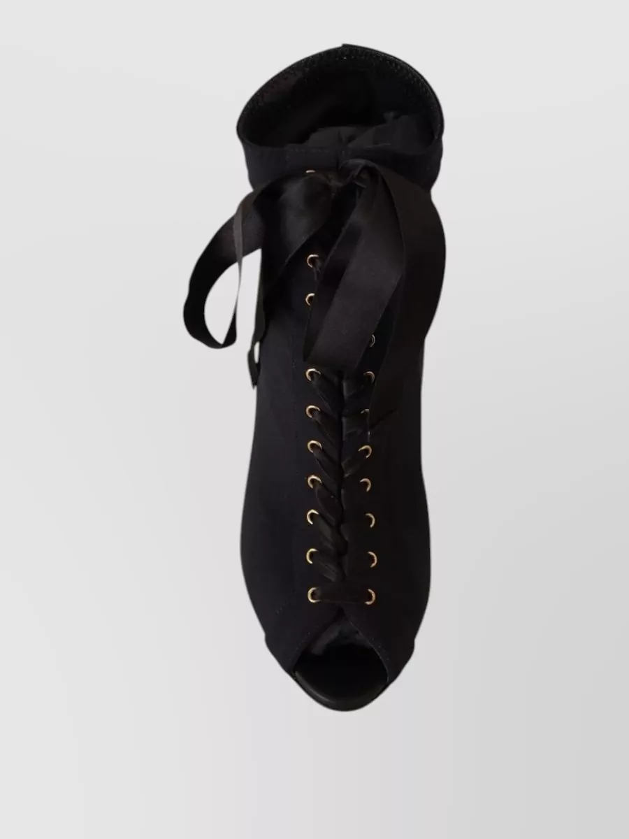 Dolce&Gabbana Stretch Peep-Toe Lace-Up Ankle Boots