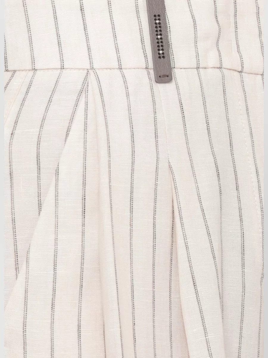 Peserico Striped Linen Wide-Leg Trousers