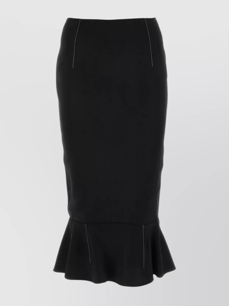 Marni Flounce Hem Midi Skirt With High Waist In Black