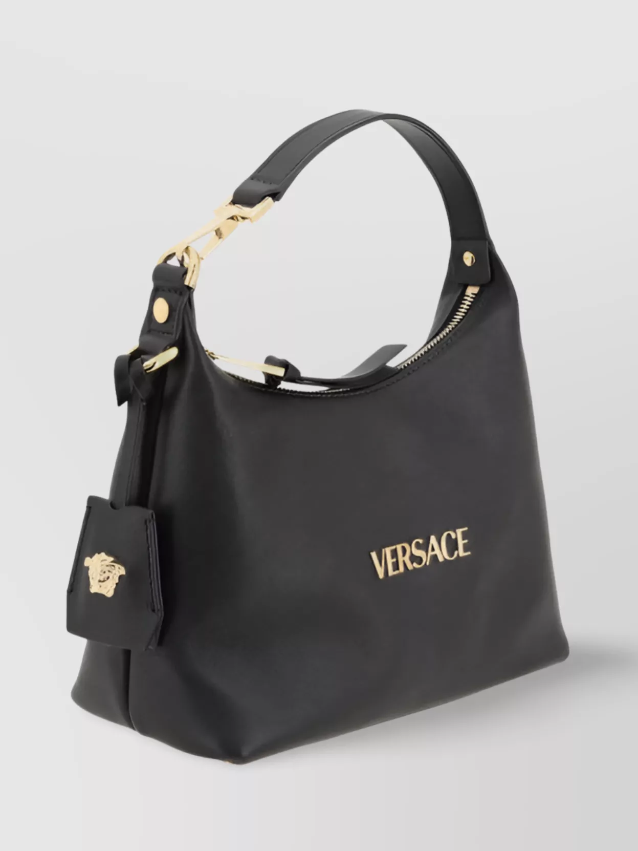 Versace Leather Hobo Handbag Gold Hardware