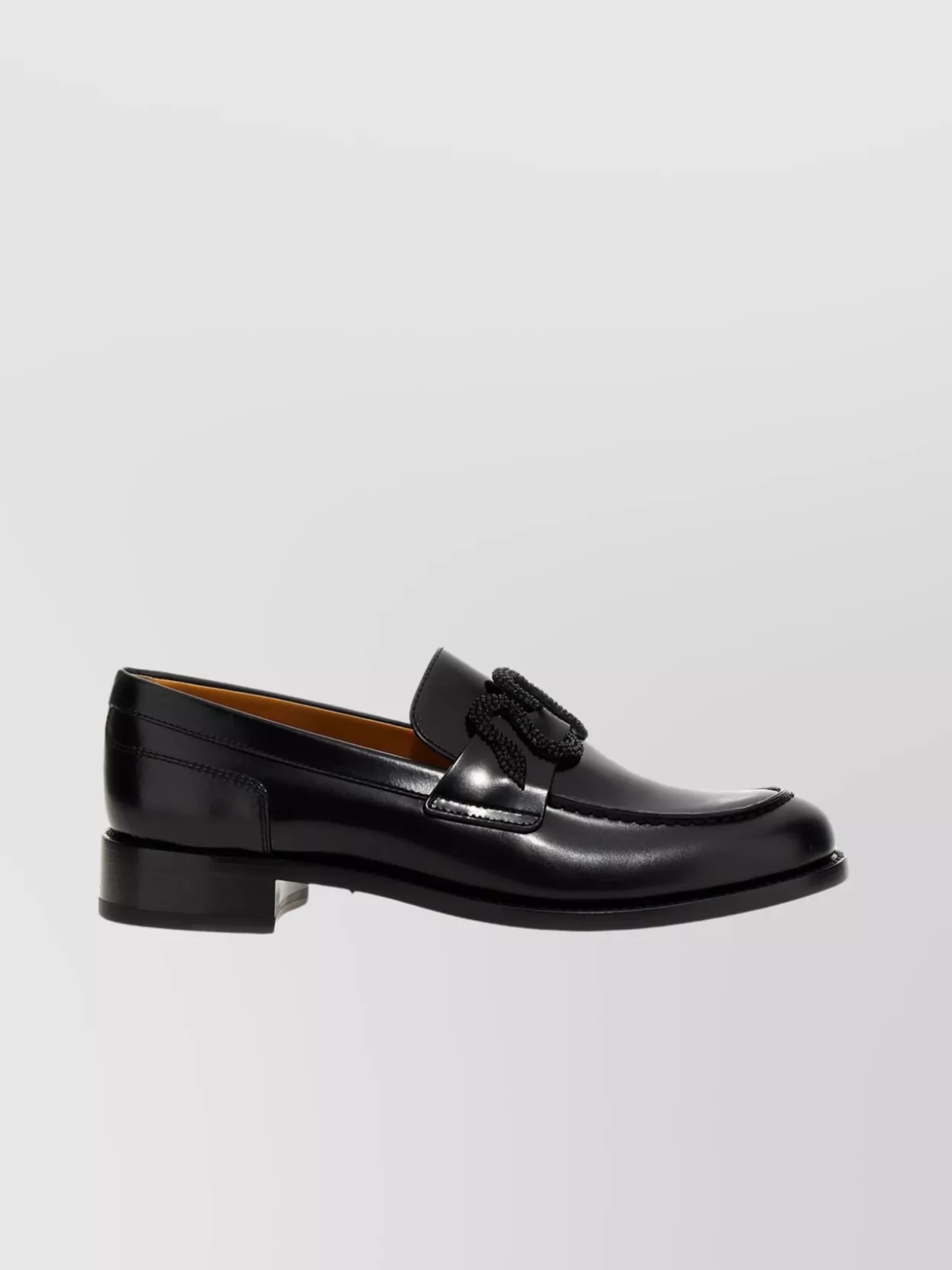 René Caovilla Round Toe Leather Loafers With Decorative Detail In White