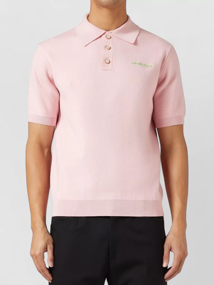 Casablanca Wool Short-Sleeve Polo Shirt