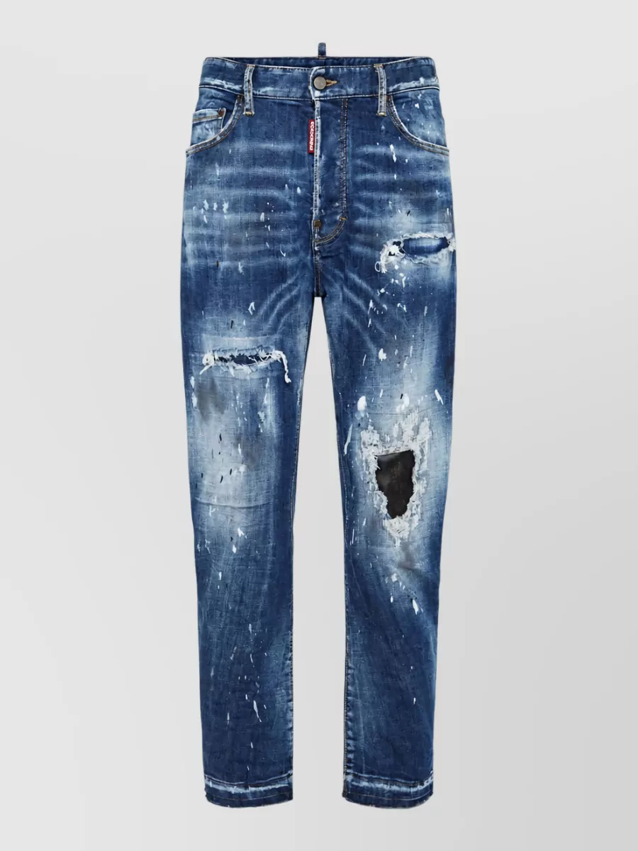 Dsquared2 leather straight-leg jeans