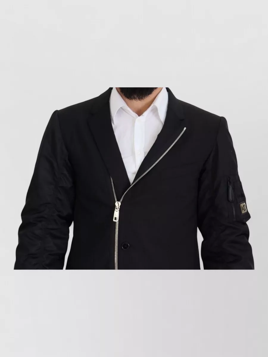 Dolce&Gabbana Asymmetric Zip Wool Suit Jacket