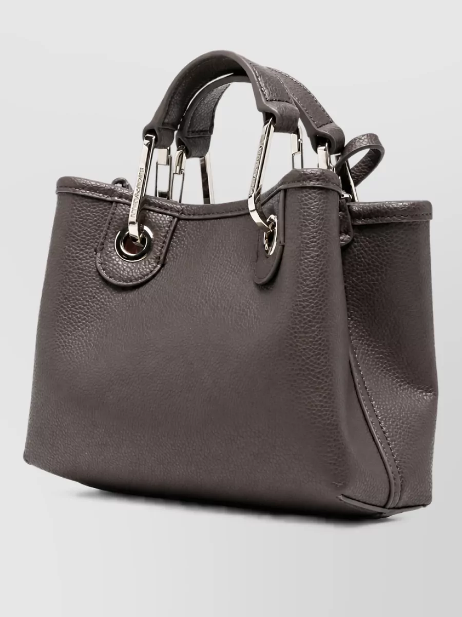 Emporio Armani Pebbled Logo Print Shoulder Bag