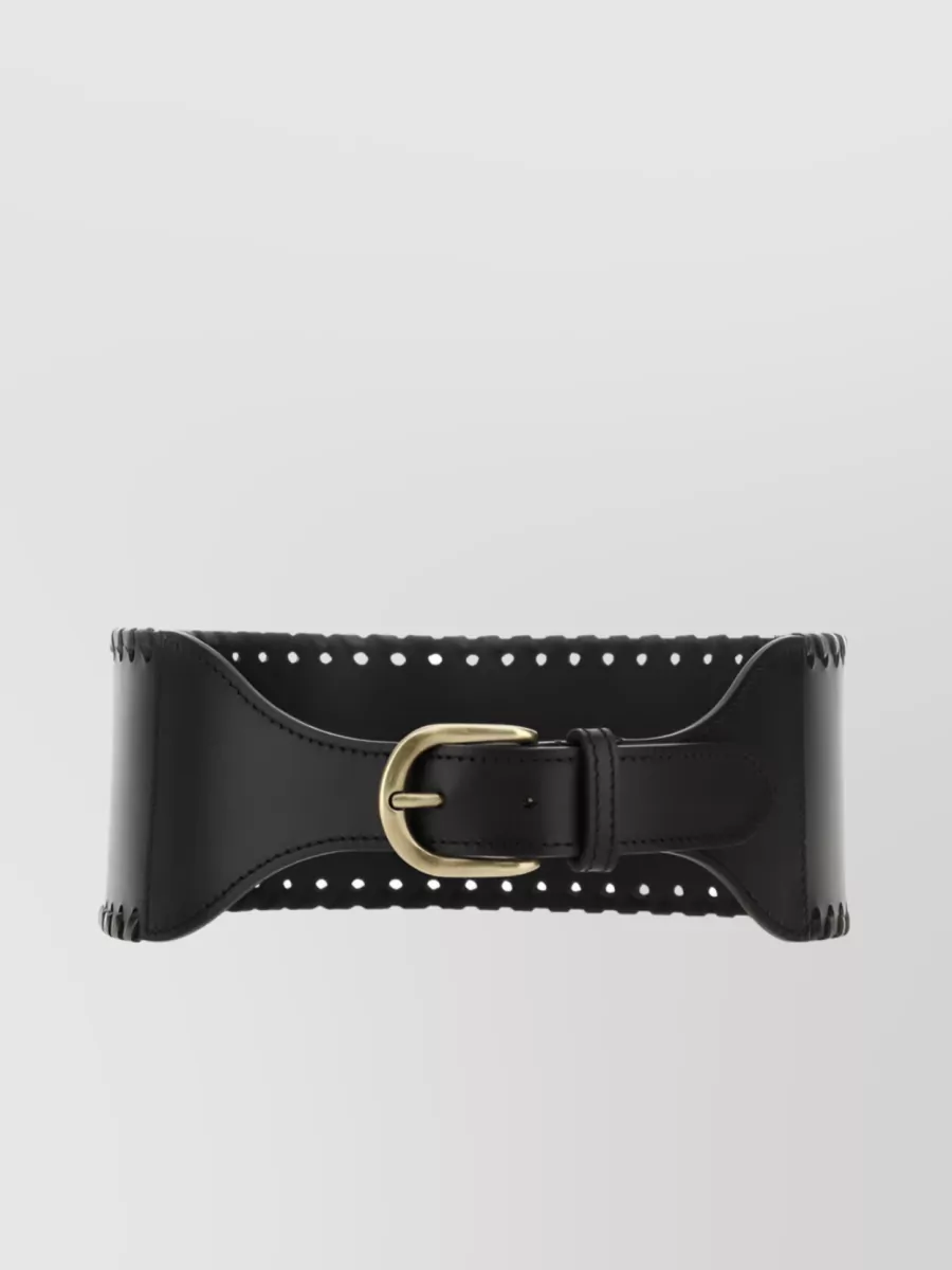Shop Isabel Marant Woma Perforated Calf Leather Belt In Black