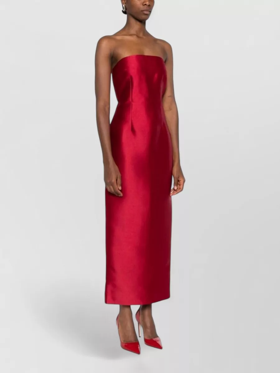 Solace London Strapless Draped Pleated Maxi Dress