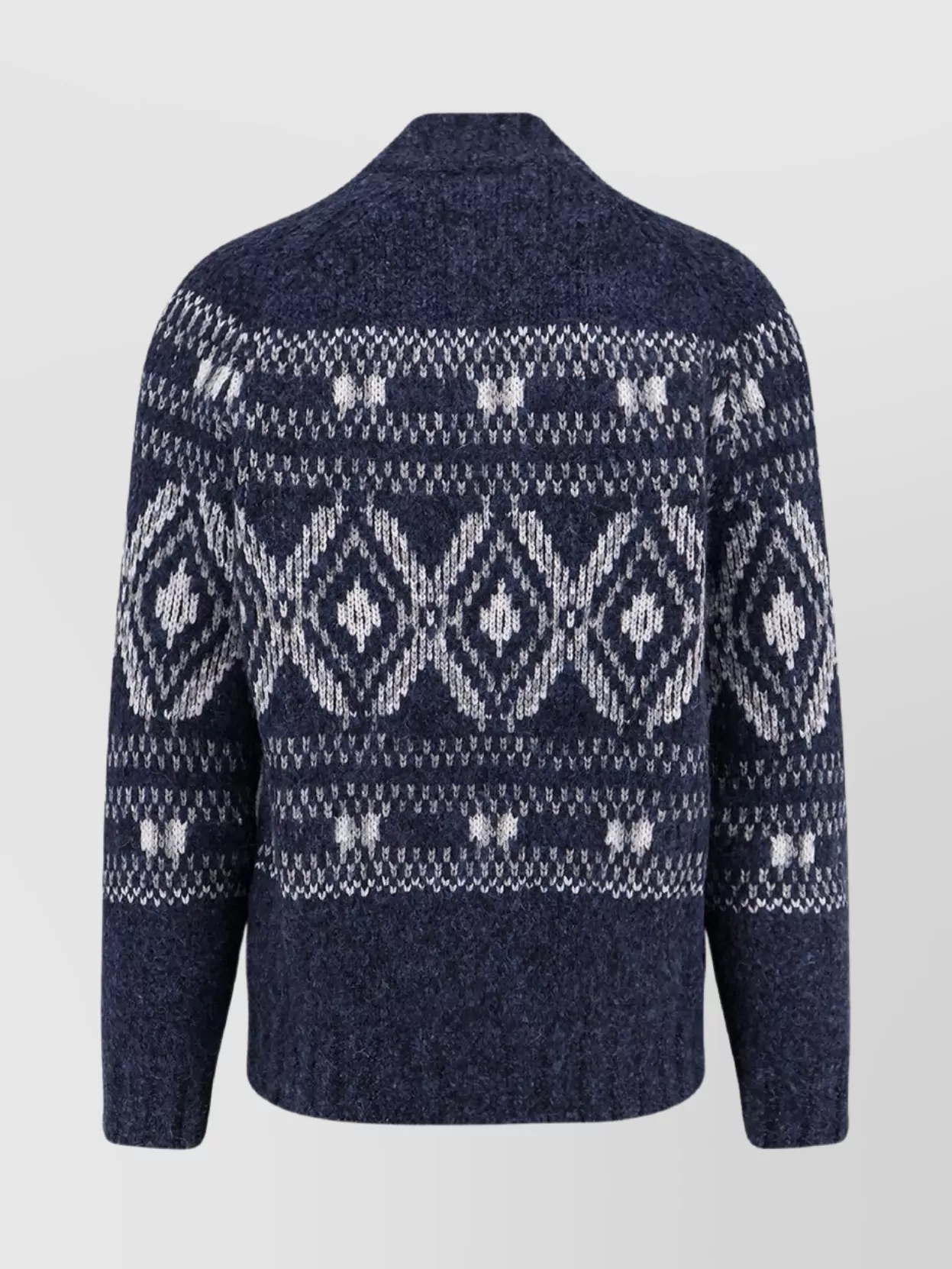 Brunello Cucinelli Geometric Jacquard Cardigan In Wool And Cashmere In Blue