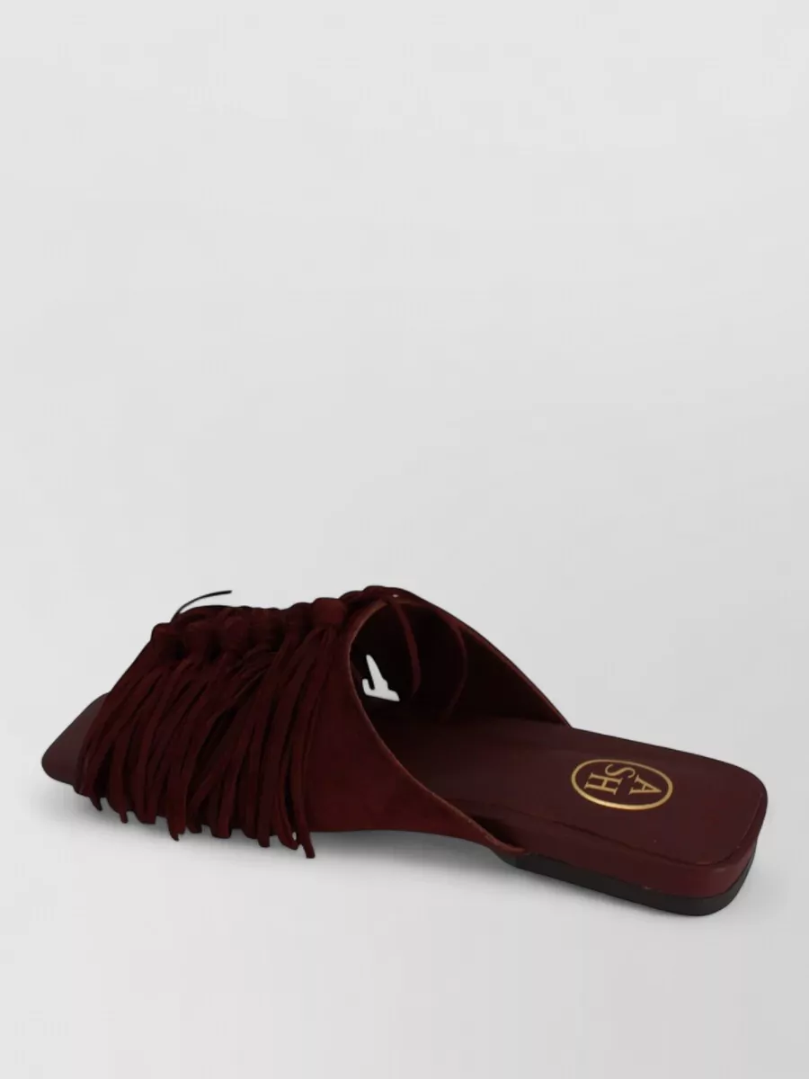 Ash Brigitte Suede Leather Fringe Flat Mules In Multi