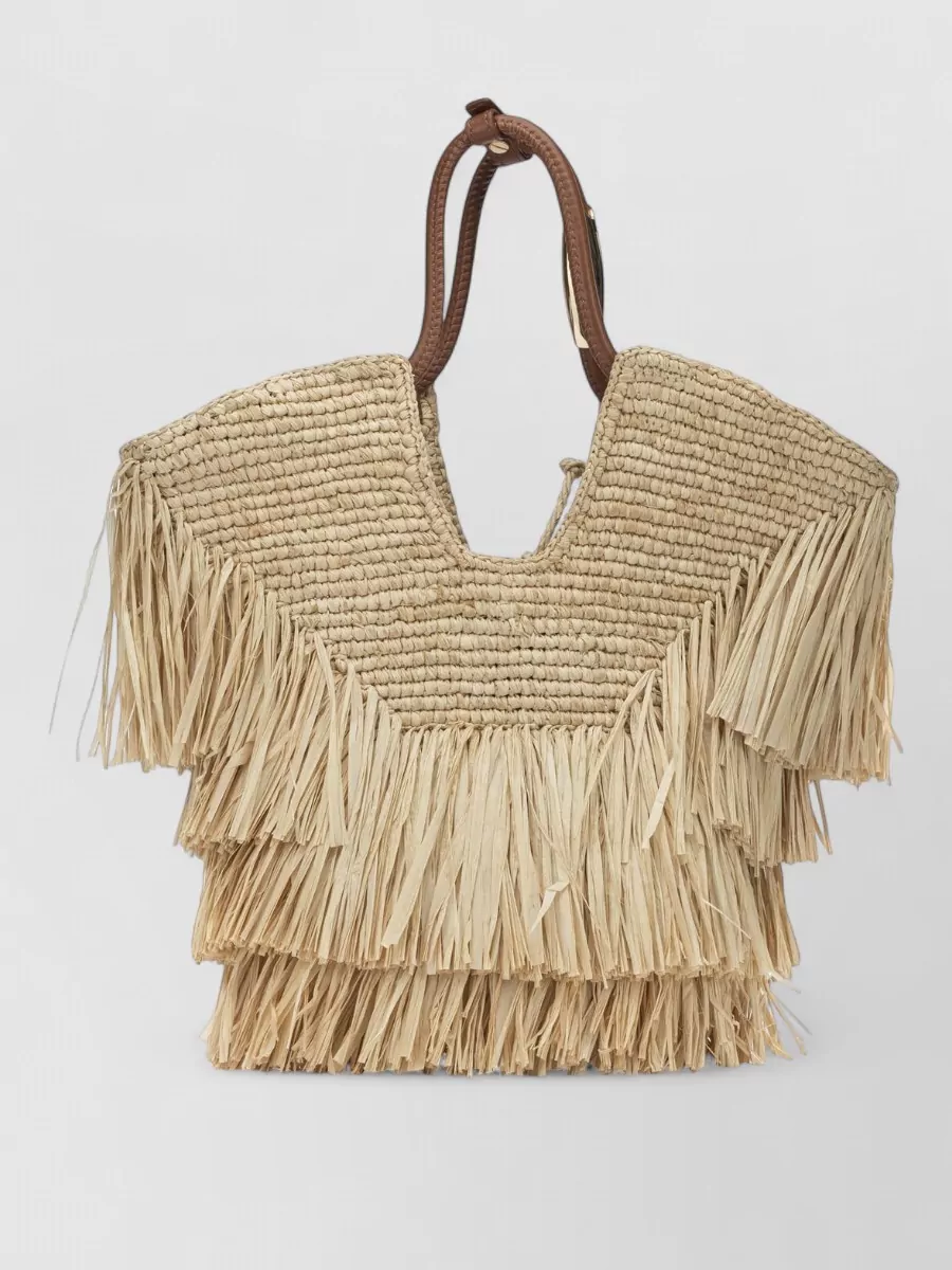 Zimmermann raffia fringe beach bag