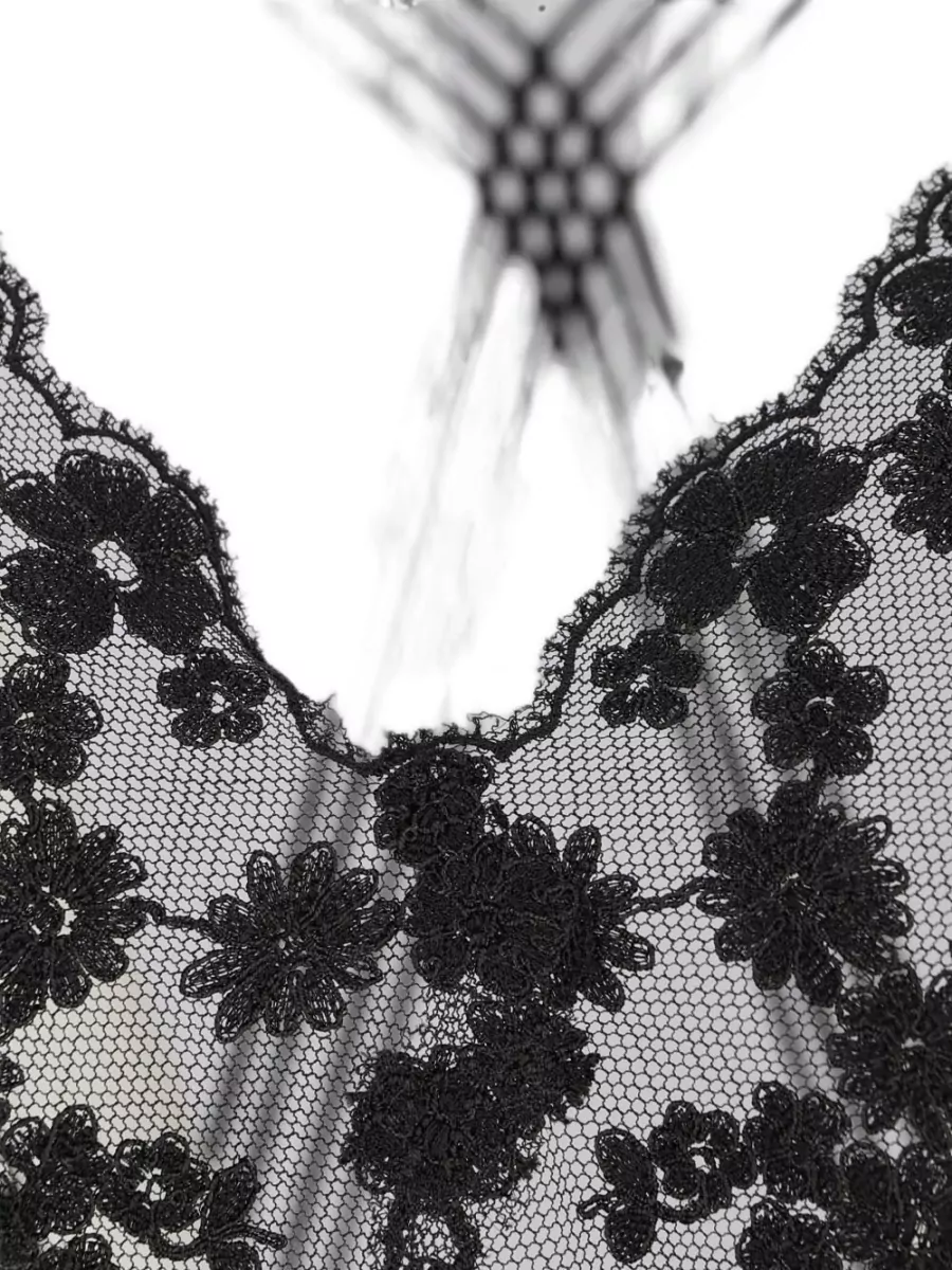 Fendi Silk Lace-Detail V-Neck Midi Nightdress
