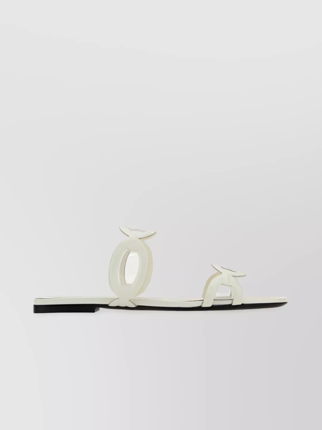Shop Valentino Sleek Flat Sole Slippers With Open Toe Cut-outs In White