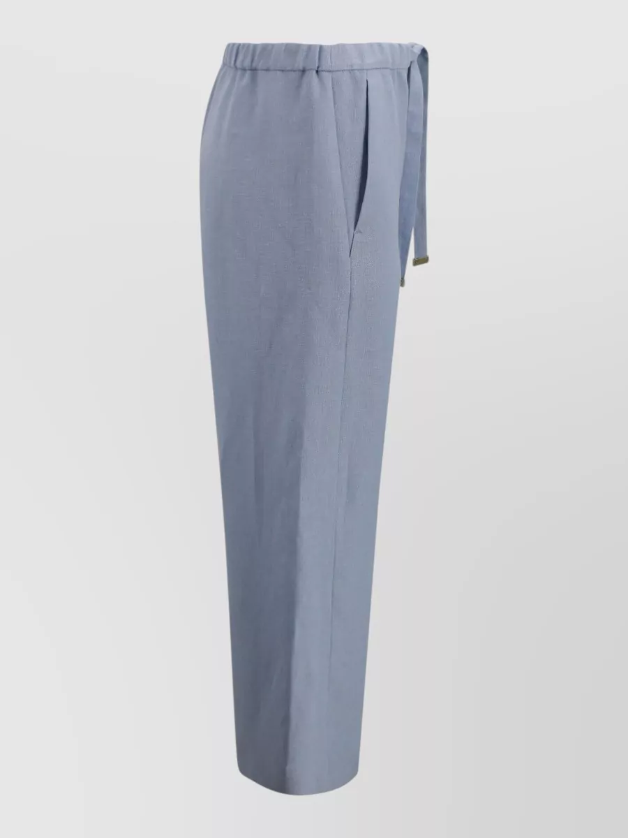 S Max Mara Linen Straight-Leg Drawstring Trousers