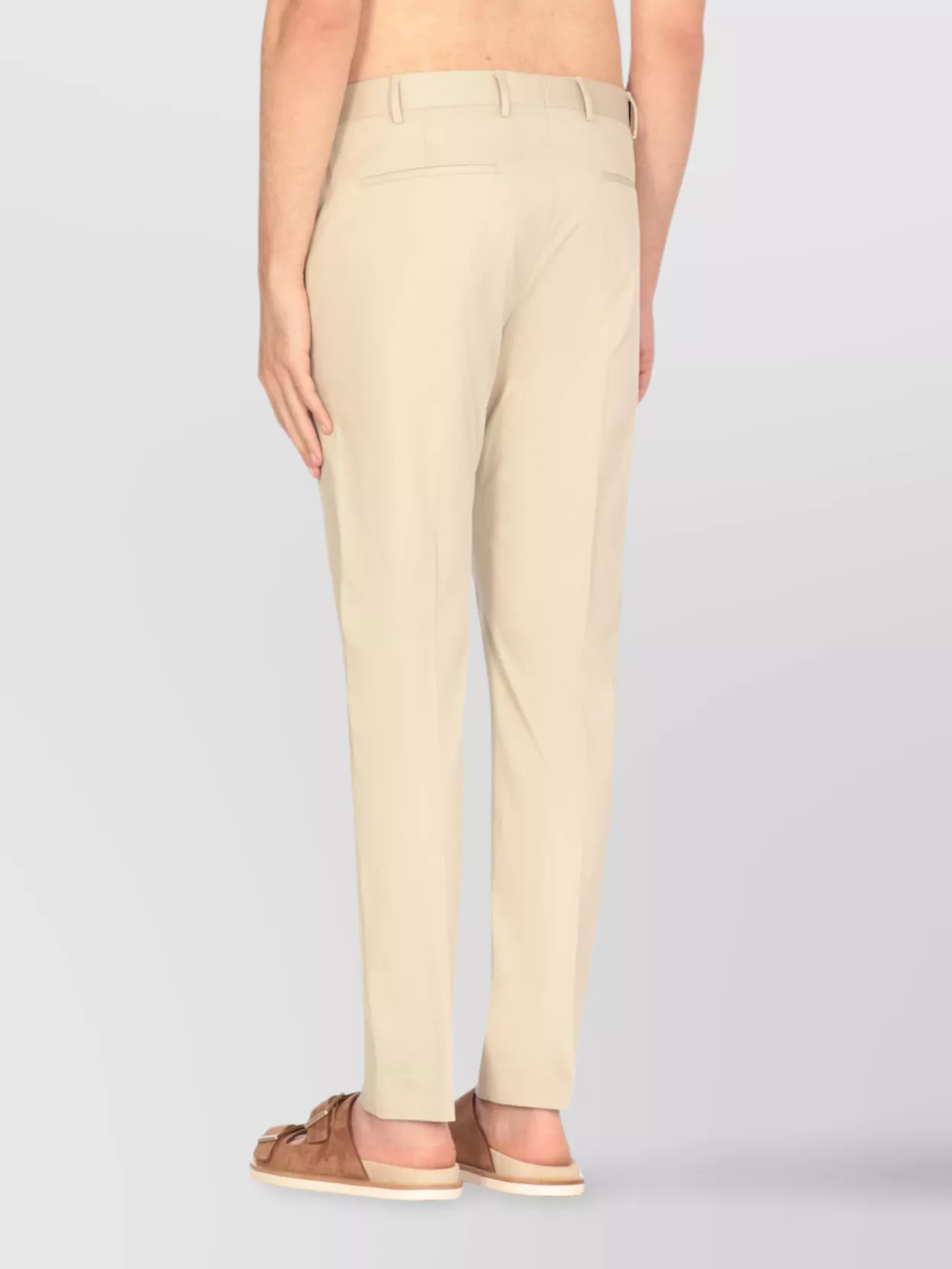 Pt Torino Straight Leg Cotton Trousers With Front Pleats In Neutral