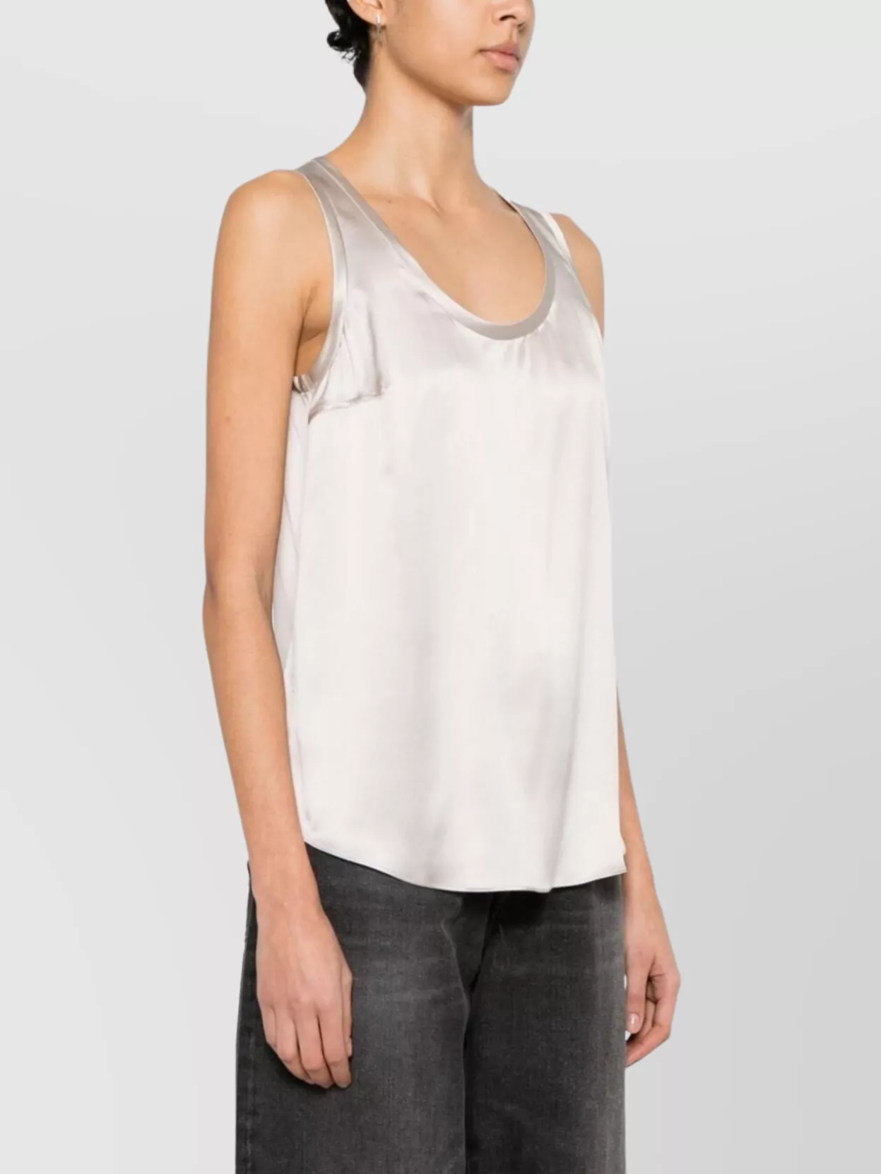 Brunello Cucinelli Satin Scoop Neck Sleeveless Blouse
