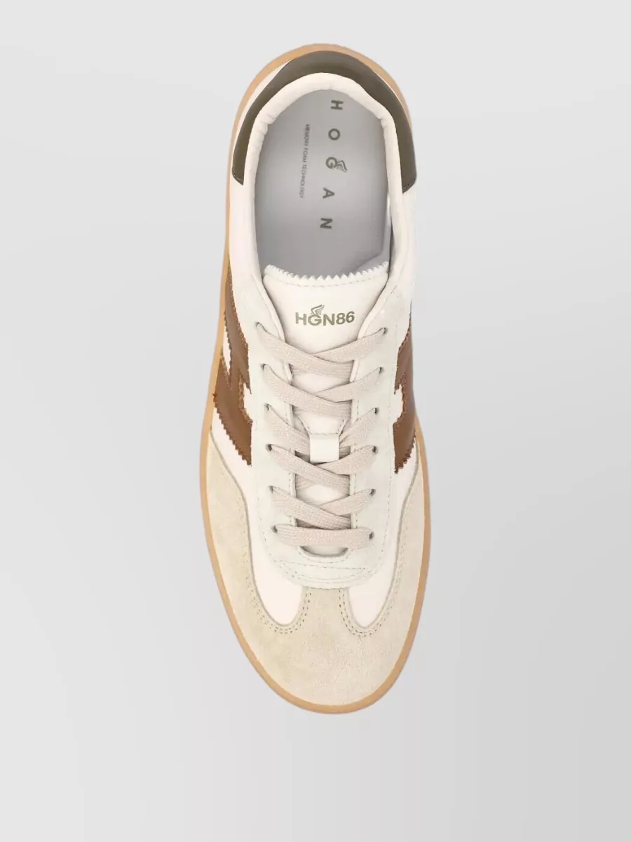 Hogan Suede Leather Sneakers Contrast Stitching Sole