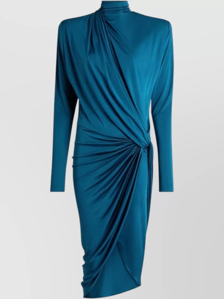 Balmain Draped Knot-Detail Midi Dress
