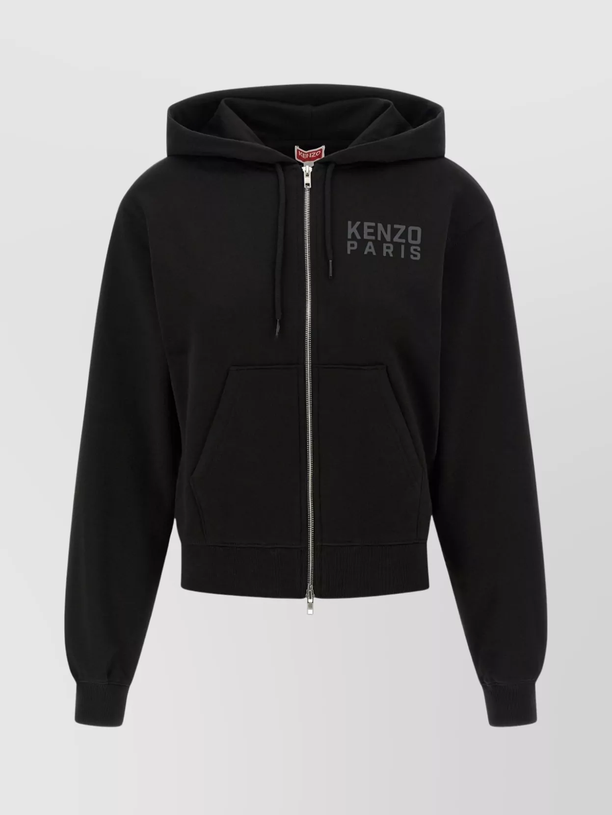 Kenzo Happy Tiger Zip Up Hoodie With Kangaroo Pocket In Black