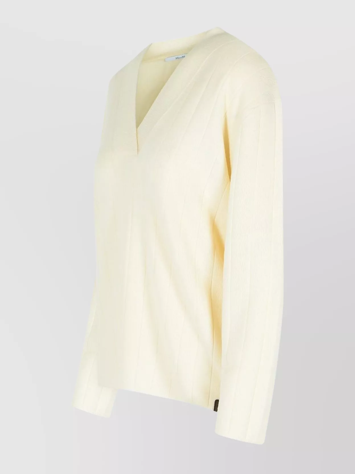 Max Mara Cashmere Yarn V-neck Sweater Long Sleeves In Black