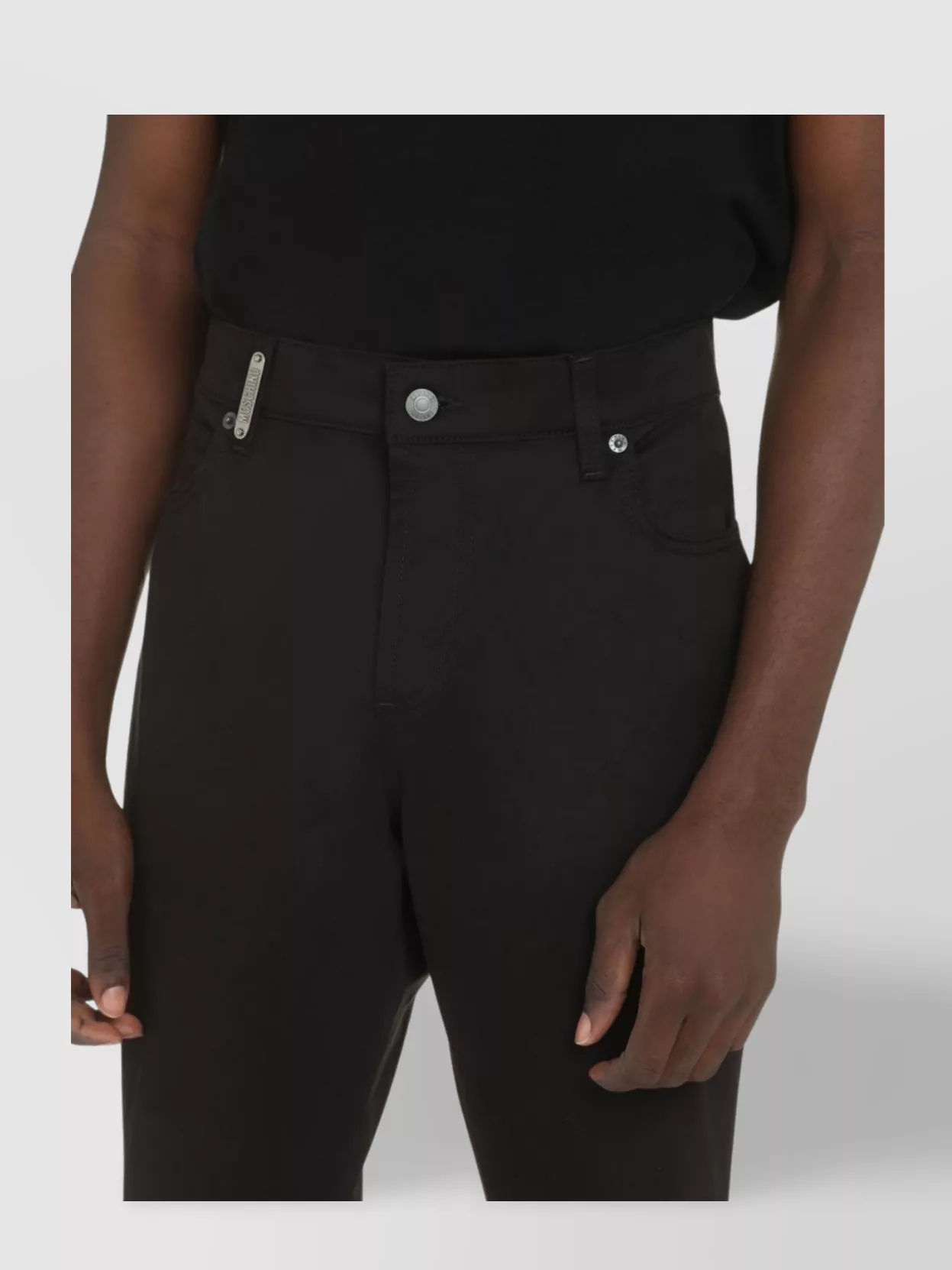 Moschino Cotton Trousers With Belt Loops And Metal Rivets