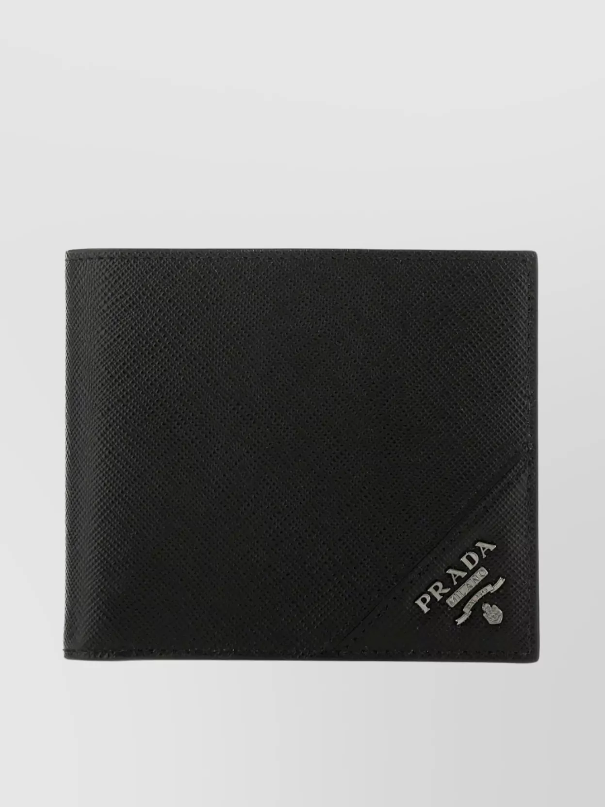 Shop Prada Leather Wallet With Bi-fold Design And Textured Finish