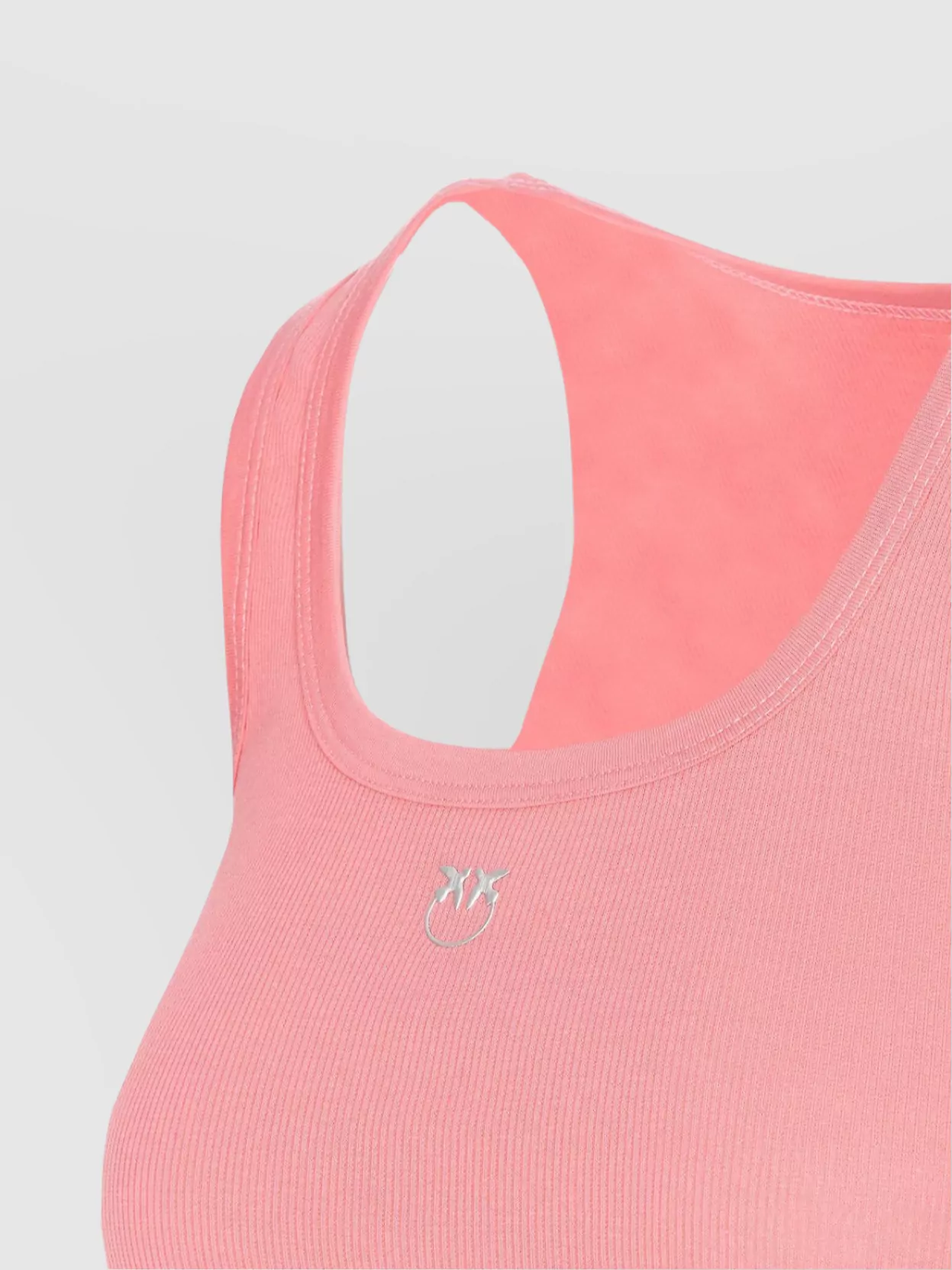 Pinko Crewneck Logo Embroidered Ribbed Sleeveless Top
