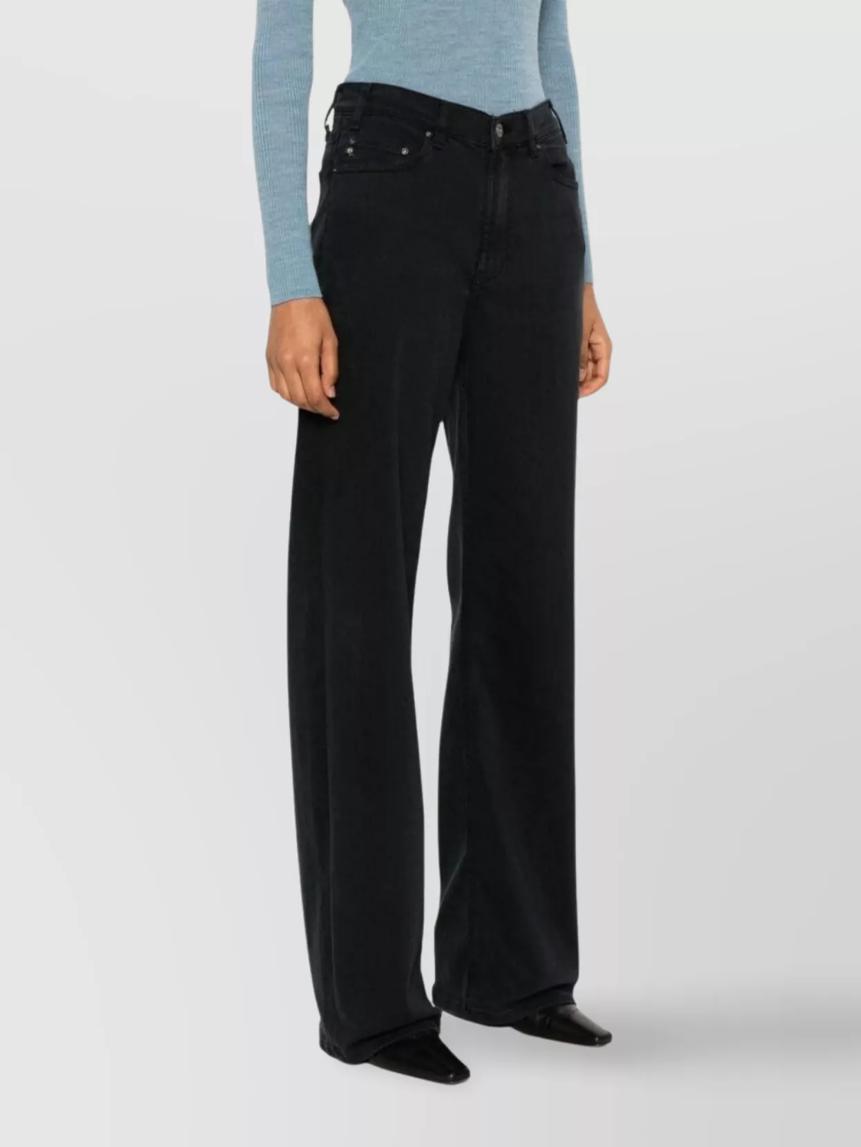 Shop Ag Wide Leg Denim Trousers With Belt Loops