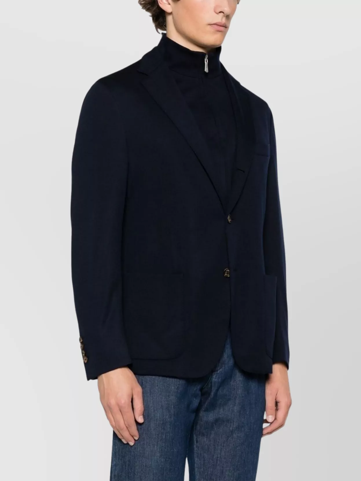 Eleventy Blazer Layered Lapels Notched