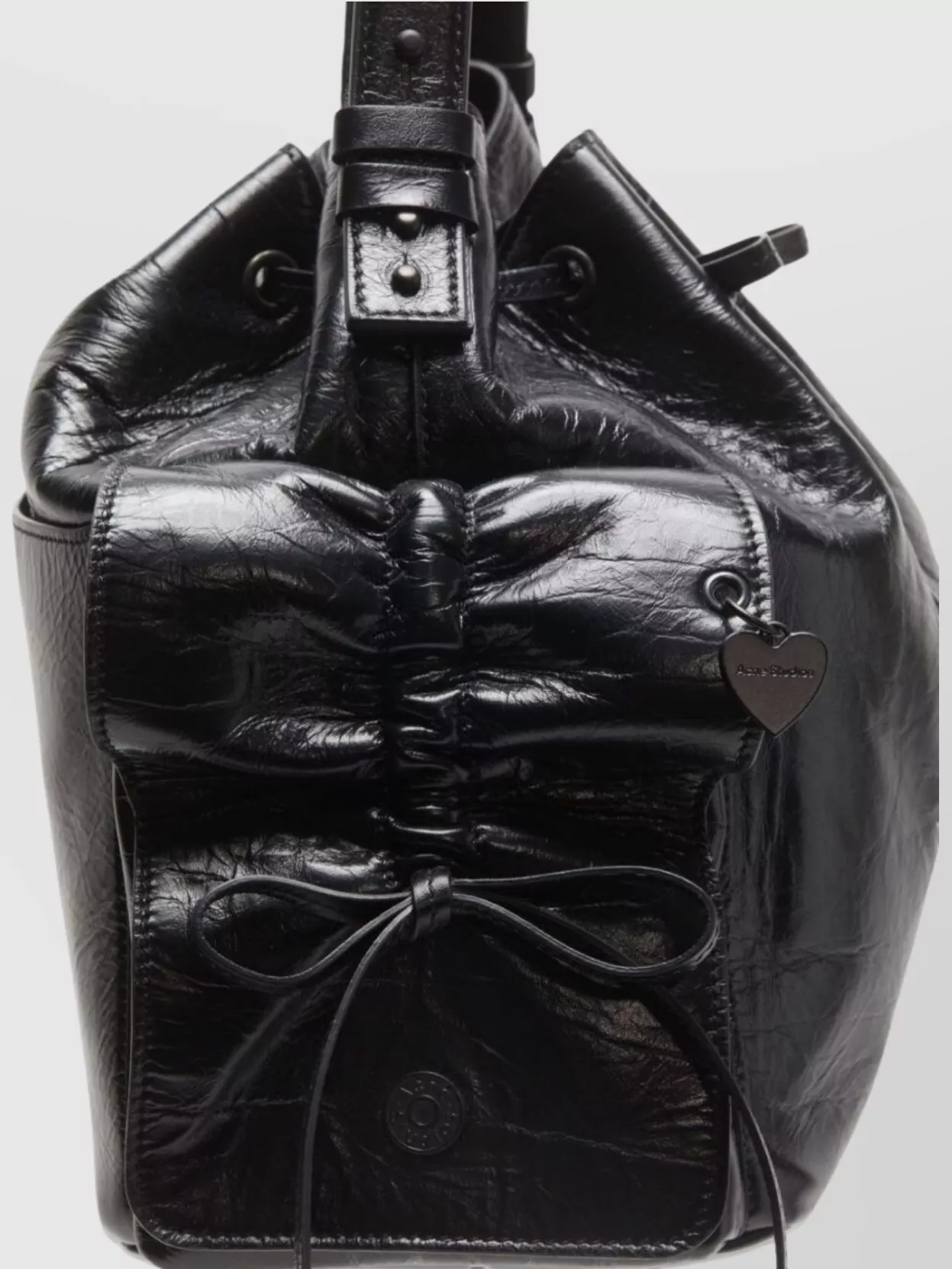 Acne Studios Leather Charm Shoulder Bag With Ruffled Detailing