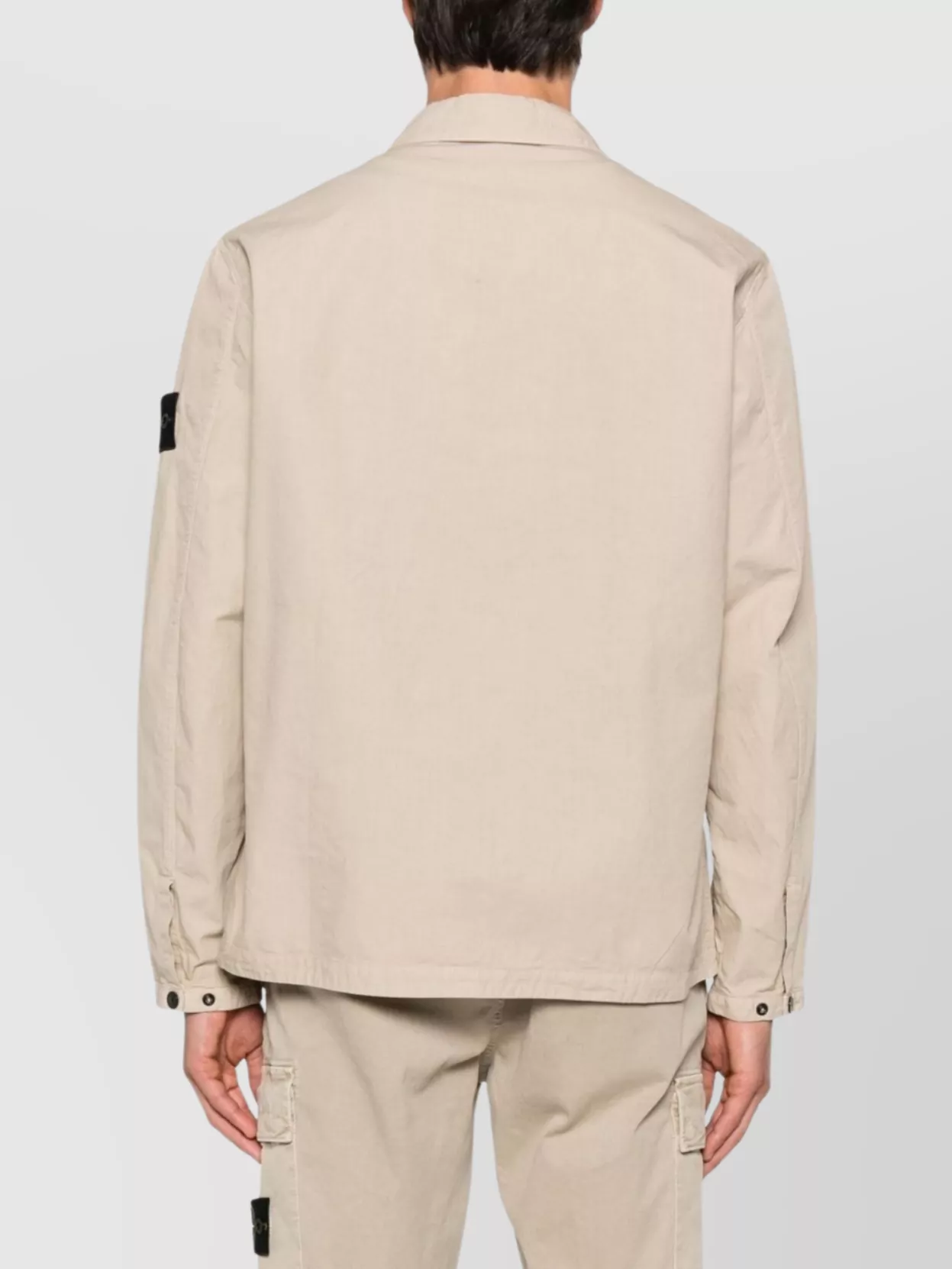 Stone Island Cotton Overshirt Jacket Bellows Pocket In Neutral