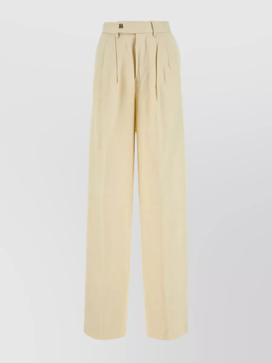 Shop Amiri Wide-leg Pleated Trousers With Belt Loops In Pastel