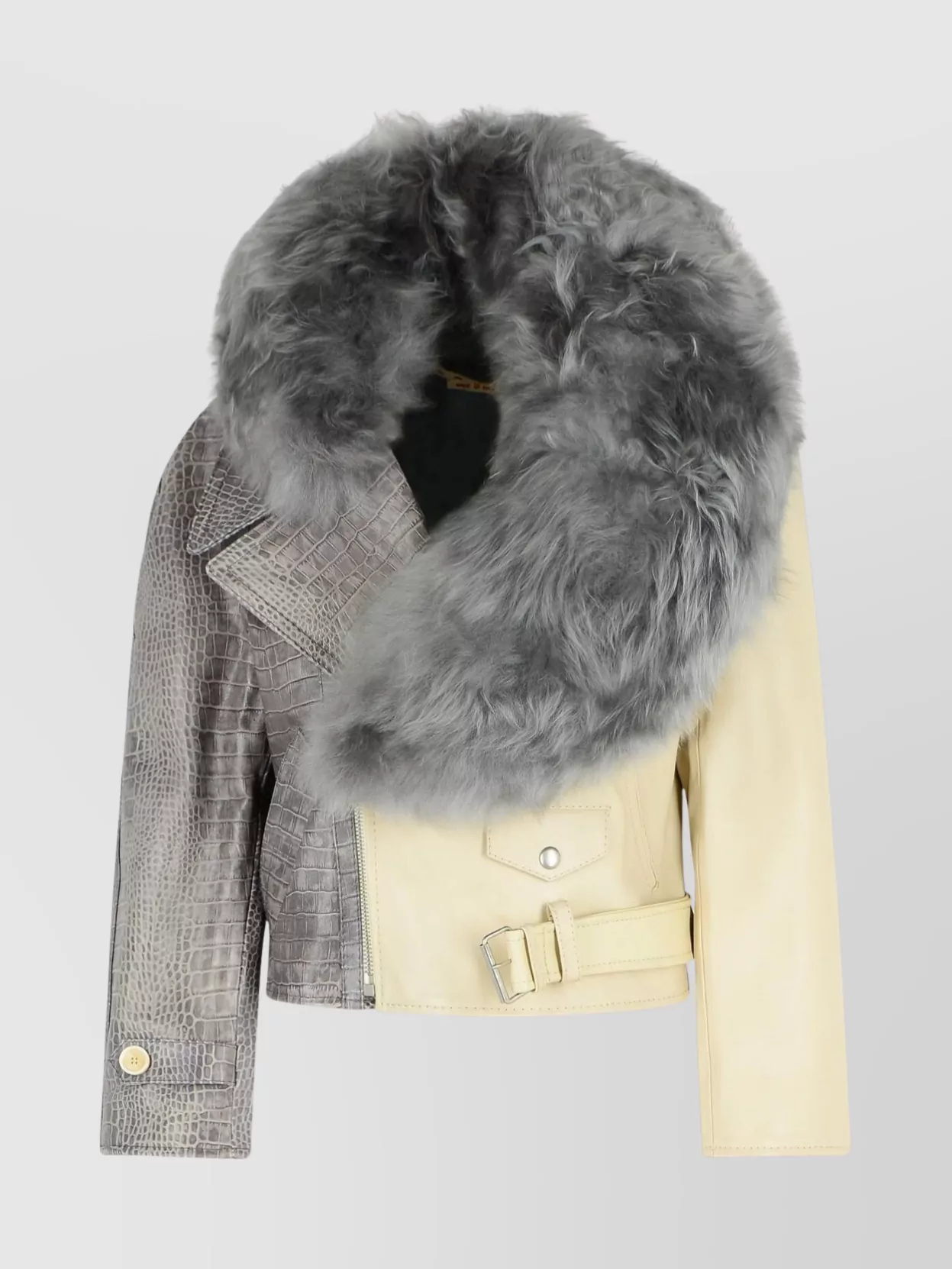 Marni Asymmetric Crocodile Texture Jacket Belt In Neutral