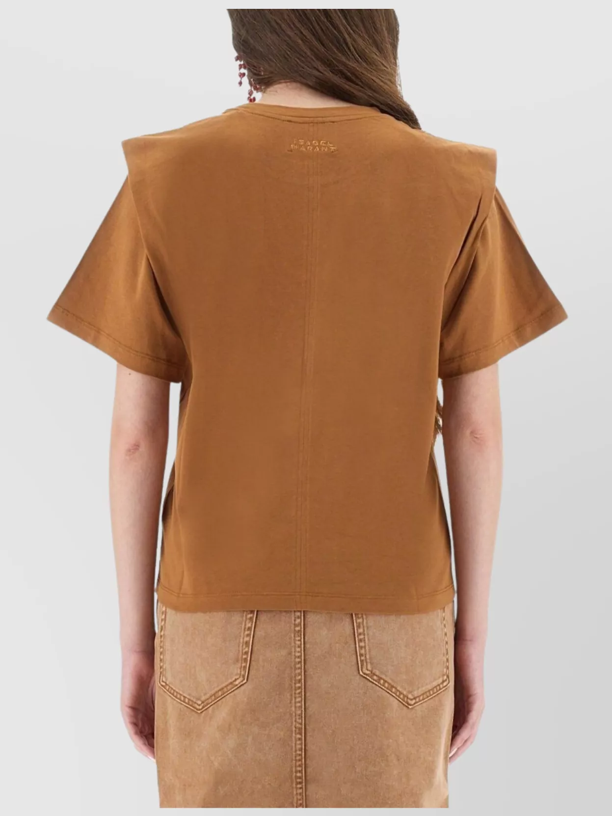 Isabel Marant Short Sleeve Crew Neck Top With Shoulder Pads