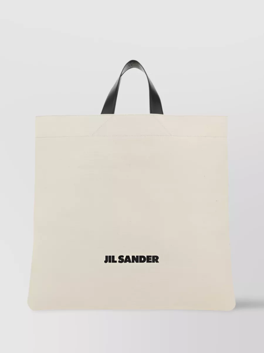 Shop Jil Sander Canvas Logo Tote Bag In White