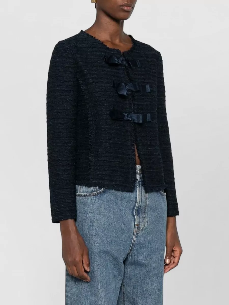 Emporio Armani Bow-Embellished Round-Neck Cardigan