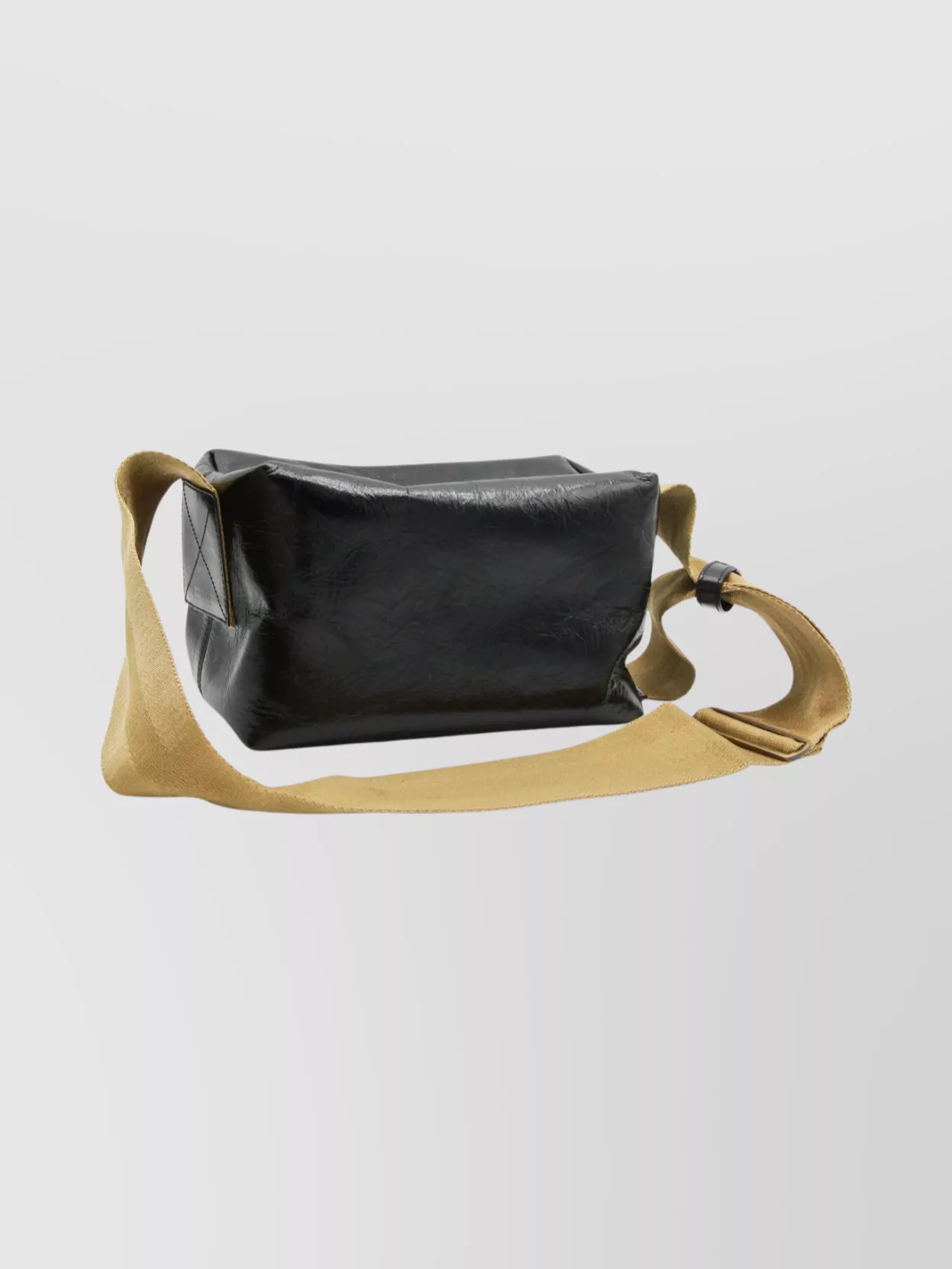 Uma Wang Textured Leather Shoulder Bag With Adjustable Strap In Black