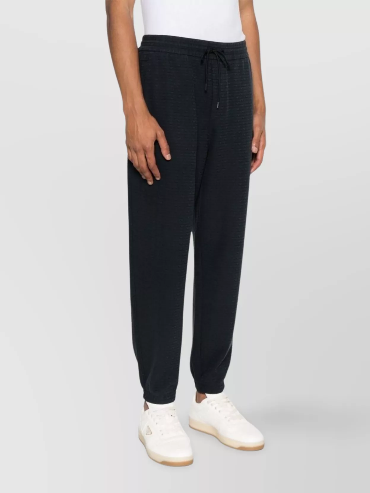Emporio Armani Logo Print Textured Fabric Sweatpants
