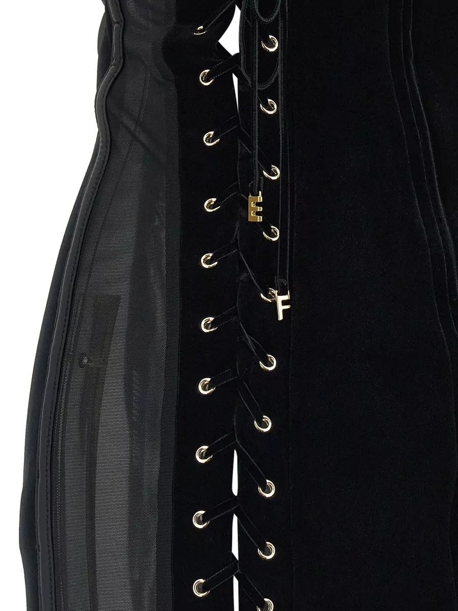 Elisabetta Franchi Velvet Strapless Mini Dress