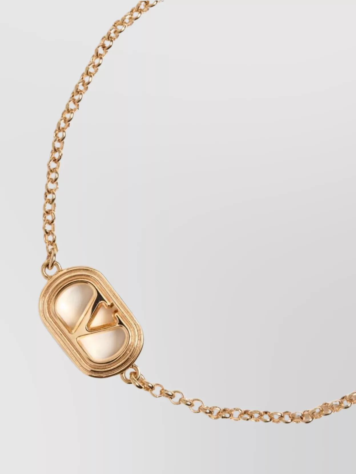 Valentino Garavani Logo Chain Bracelet Faux-Pearl Accent