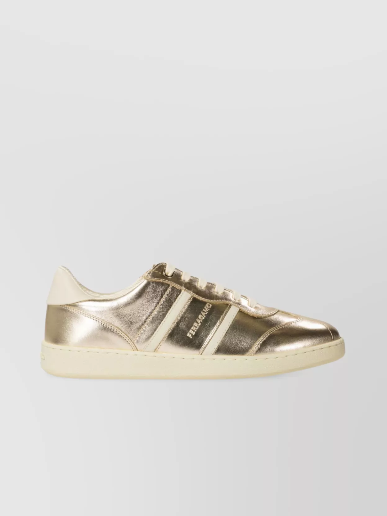 Ferragamo Low-top Metallic Finish Rubber Sole Sneakers