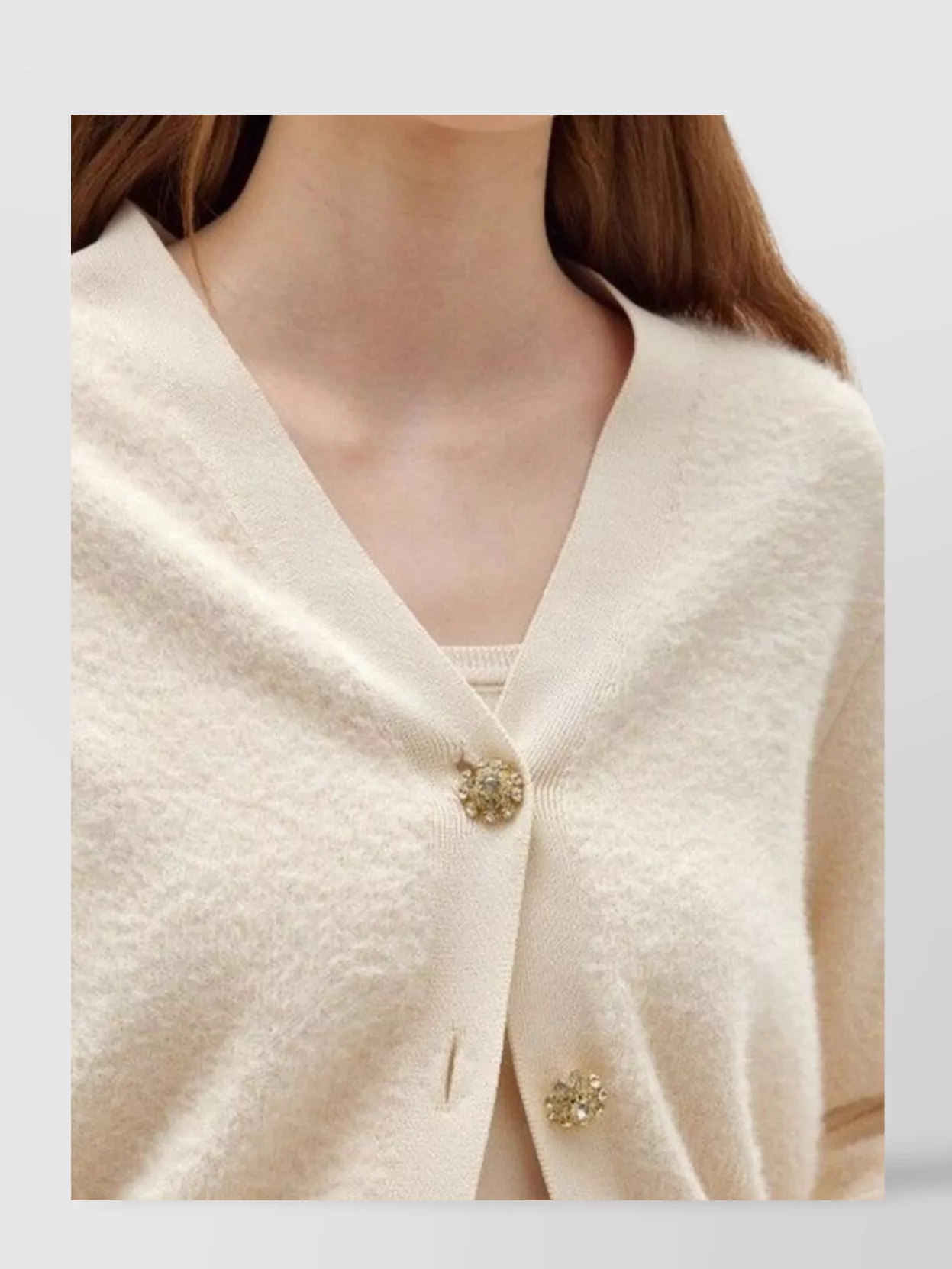 Blugirl V-Neck Sweater With Button Embellishments And Long Sleeves