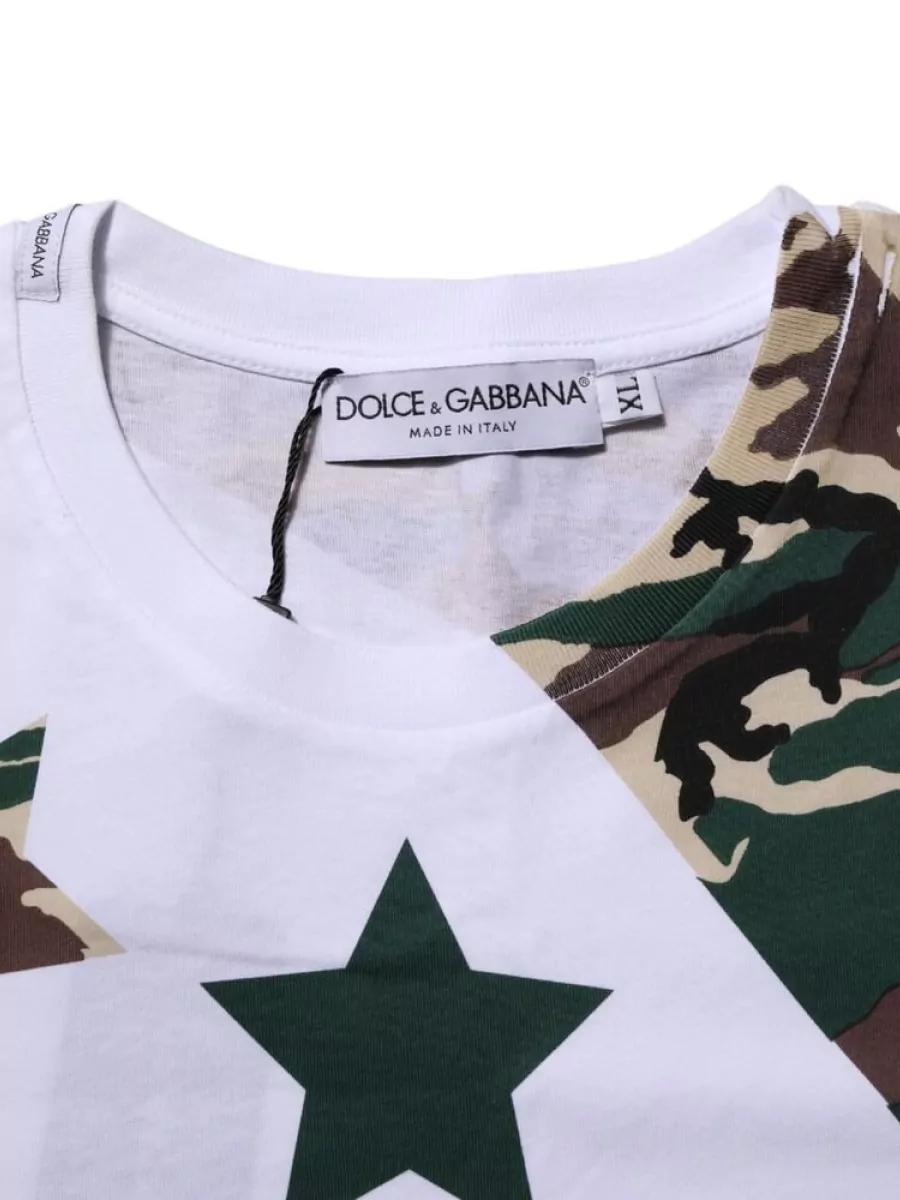 Dolce&Gabbana Cotton Camouflage Print Crew Neck T-Shirt