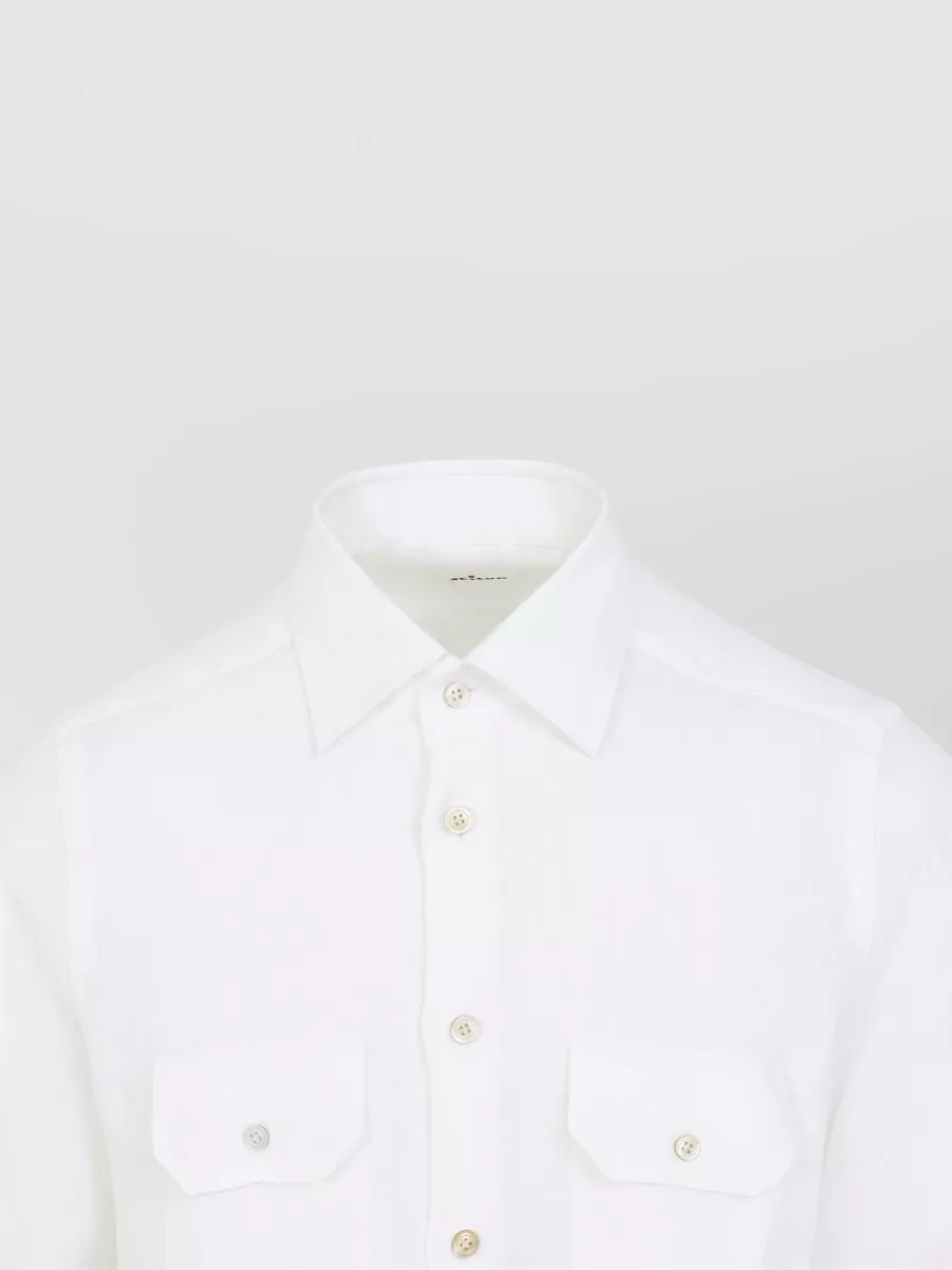 Kiton Linen Shirt Long Sleeves Button Down Collar