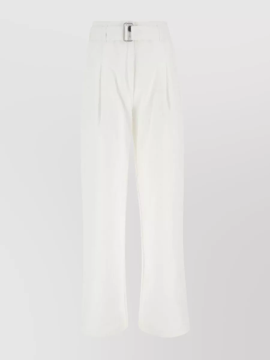 Shop Philosophy Di Lorenzo Serafini Wide-leg Cotton Trousers In Pure White In Grey