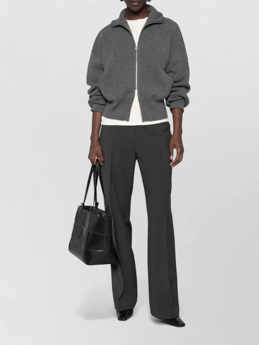 Extreme Cashmere Ribbed High Neck Cashmere Cardigan