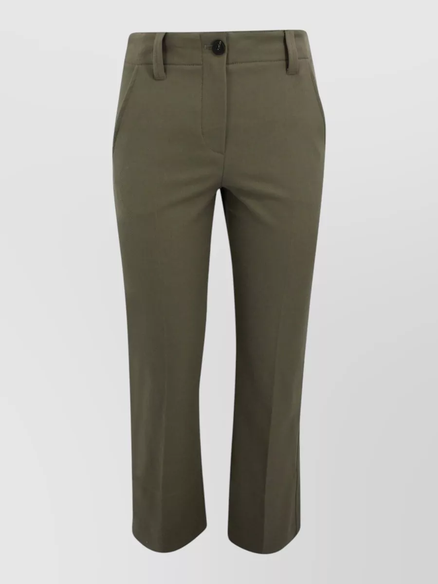 Brunello Cucinelli cotton mid-rise slim flared cropped trousers