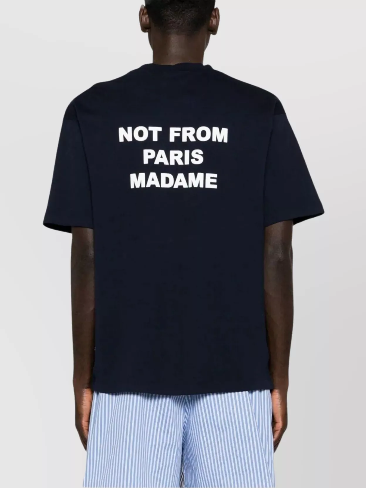 Drôle De Monsieur Blue Crewneck T-shirt With Slogan Print On The Front And Back In Cotton Man In Blue