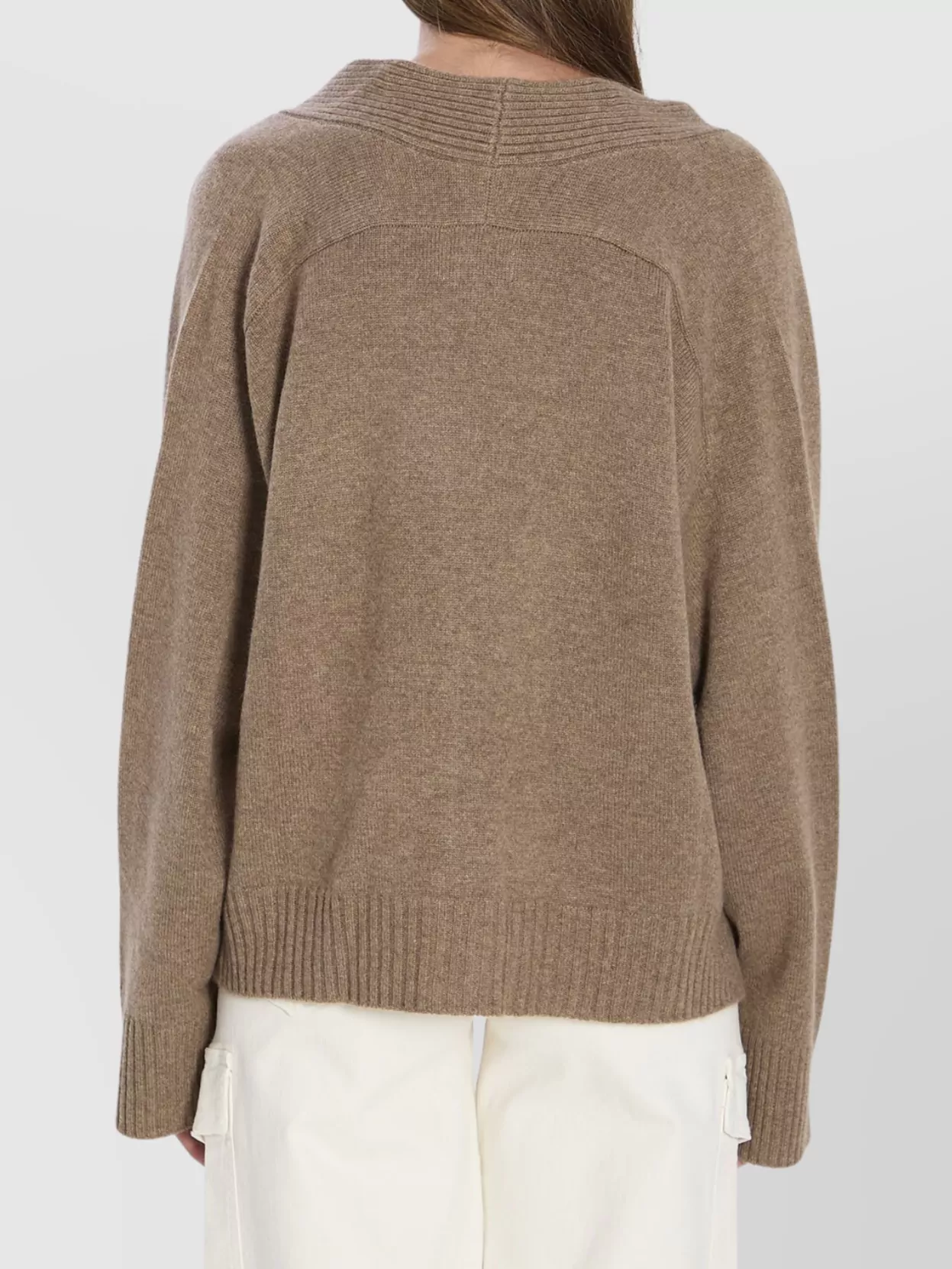 Loulou Studio Kaia Cashmere V-Neck Cardigan With Ribbed Finishes