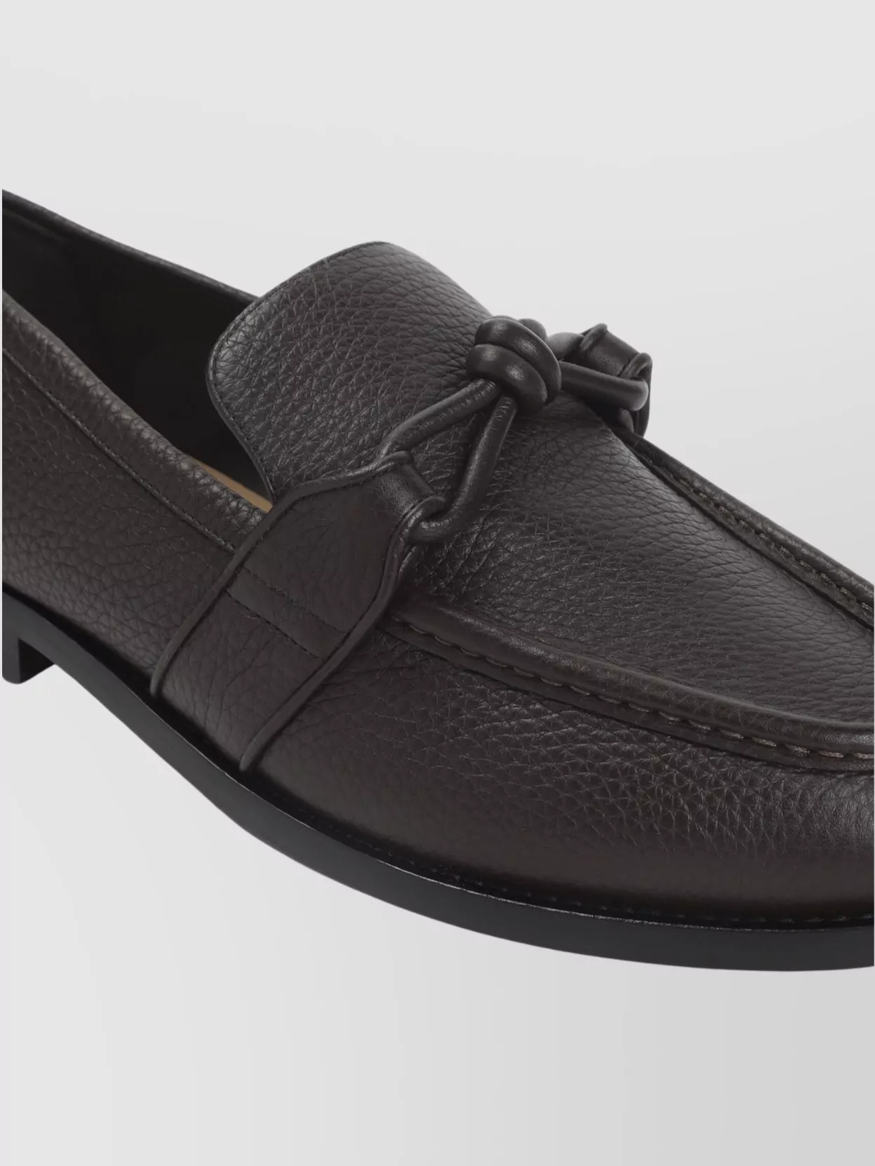 Bottega Veneta Knot Detail Round Toe Textured Leather Loafers